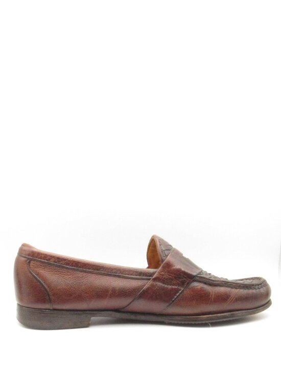 Vintage FootJoy Brown Leather Woven Penny Loafers Size 10 D Made in USA 79726 main image 10